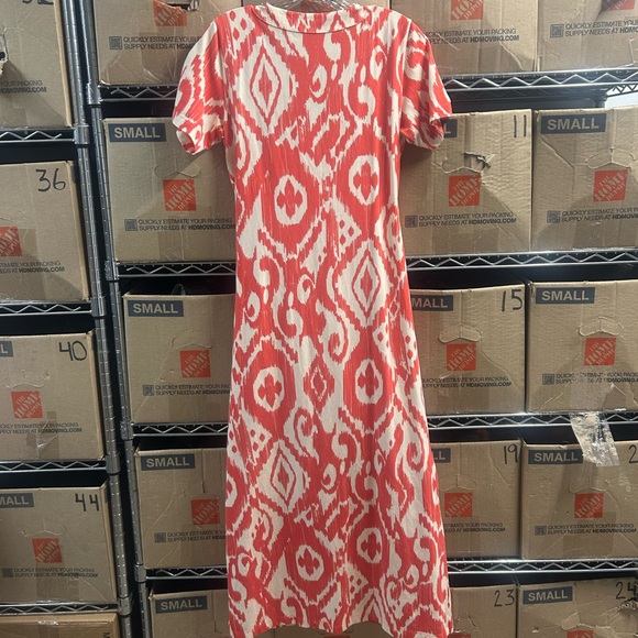 Spartina 449 Junetta Richmond Hill Ikat Orange Boho Midi Dress Size Small - Picture 16 of 16